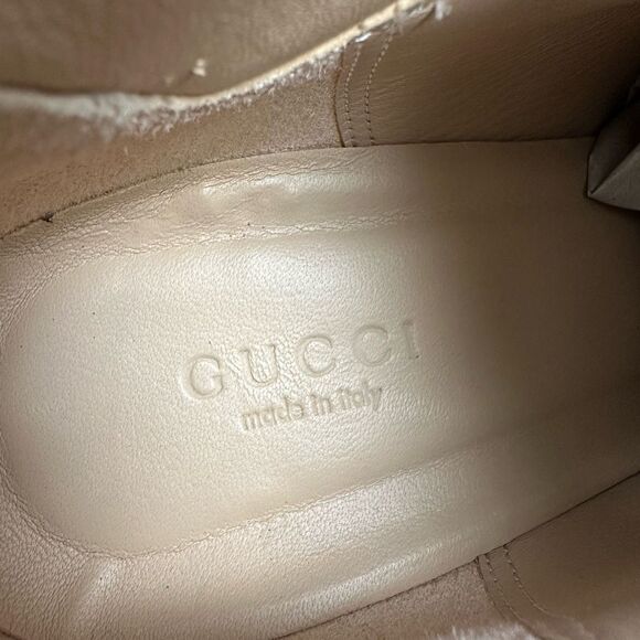 GUCCI Indya Pleated Bow Tie GG Boots Size 38 US 8 Black Leather Ankle Tie Strap - Picture 12 of 15